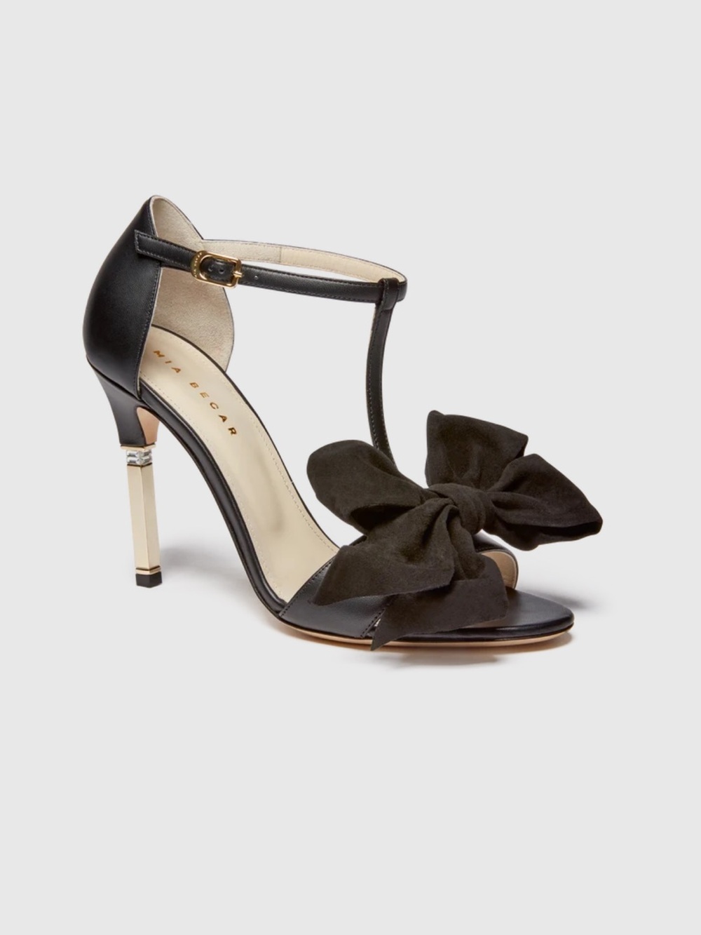 Mia Becar  Black T-Strap Bow Stiletto Sandal